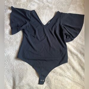 Express Flutter Sleeve Black Bodysuit - Size XL - Like New